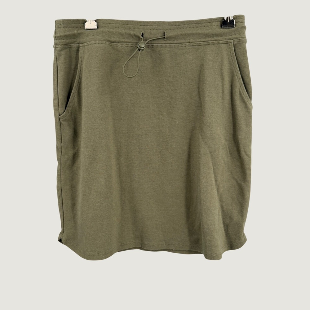 Sundry for Evereve Olive Green Mini Skirt Size 2 (M) Drawstring Stretch USA Made